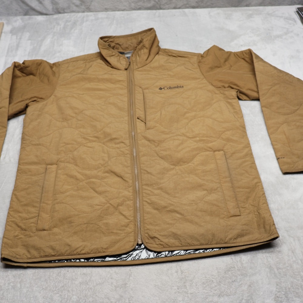 Columbia Jacket Mens Medium Brown Birchwood Omni Heat Insulated Quilted Puffer